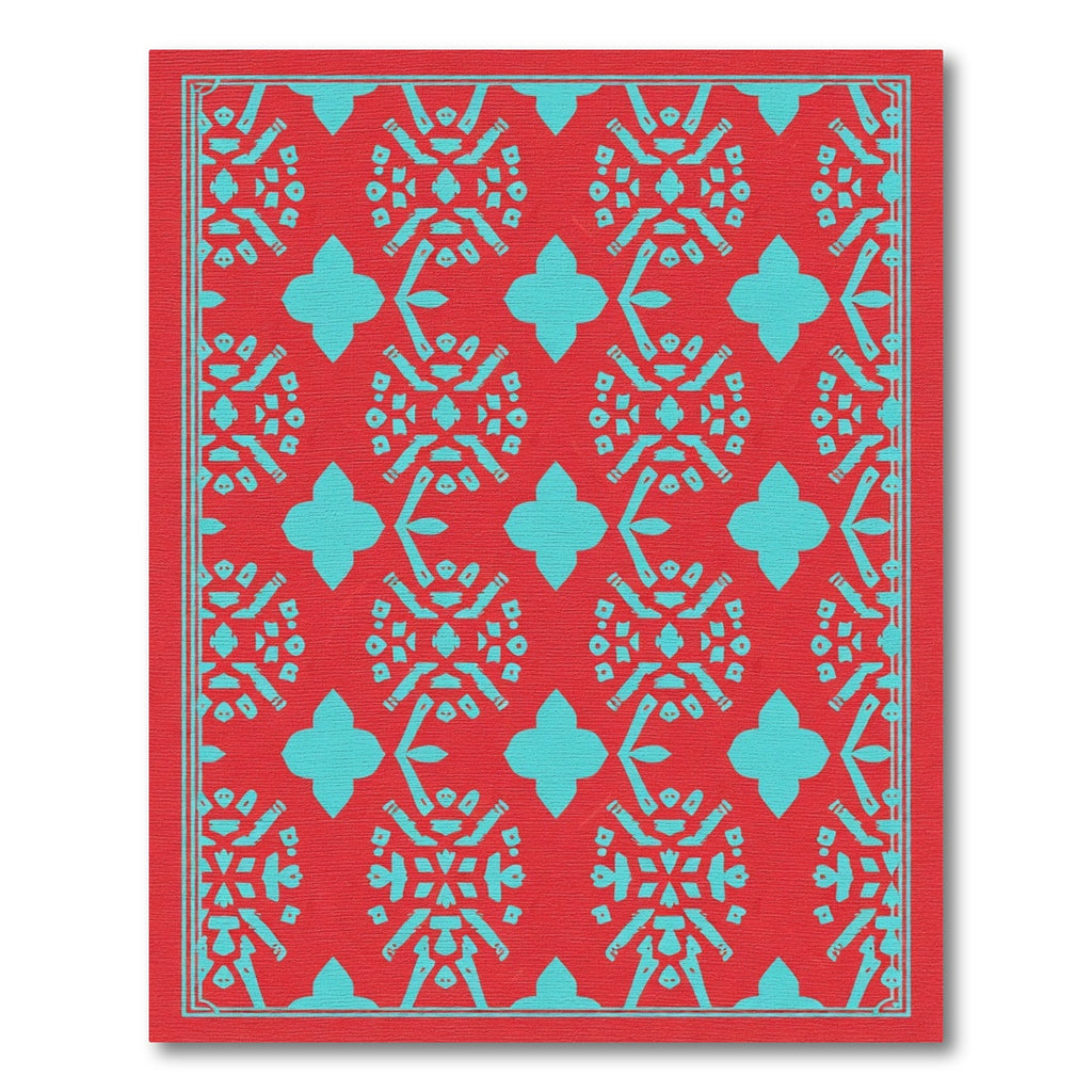 Coral Turquoise Geometric Medallion Rug