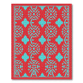 Coral Turquoise Geometric Medallion Rug