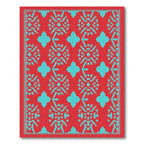 Coral Turquoise Geometric Medallion Rug