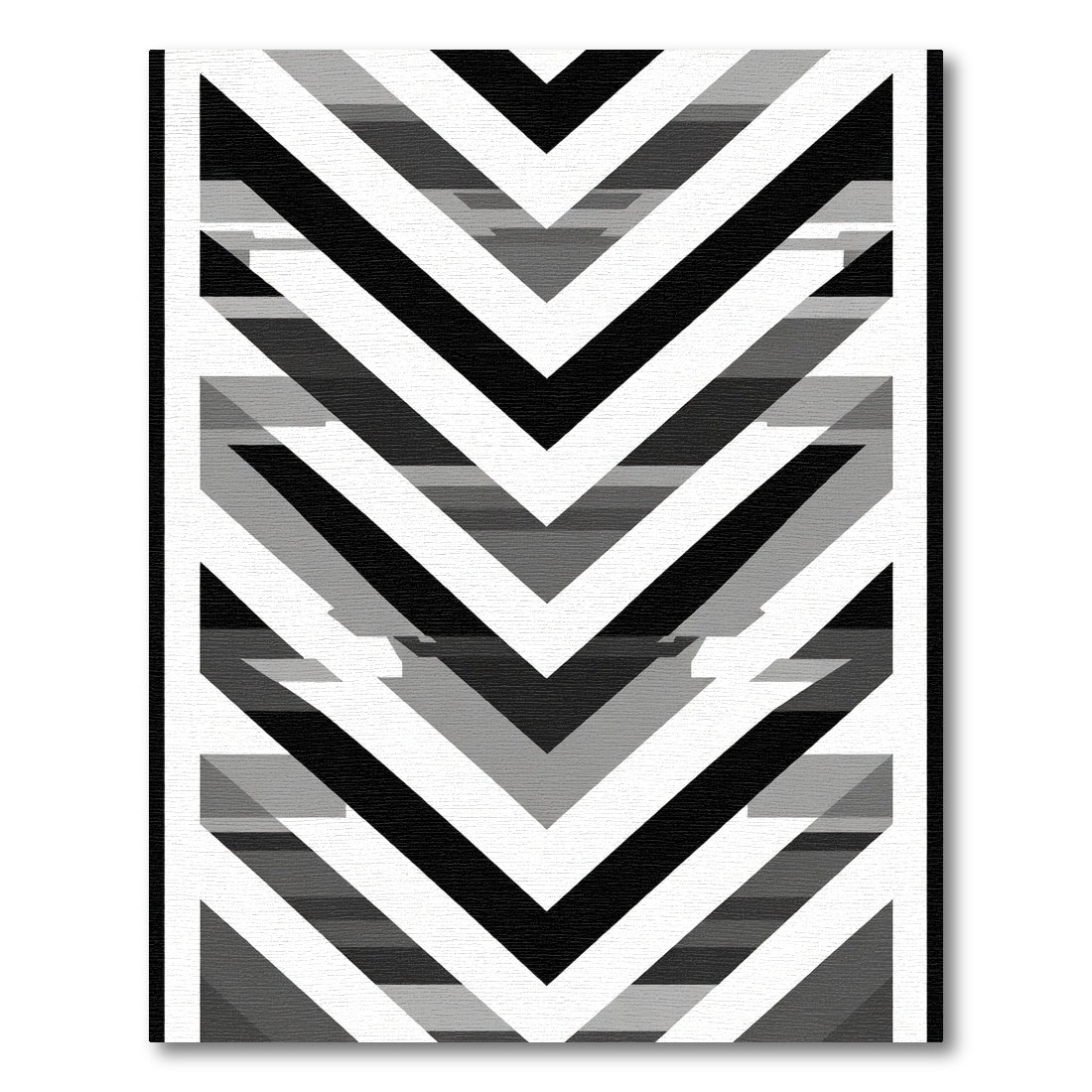 Monochromatic Chevron Geometric Overlay Rug
