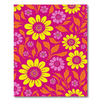 Retro Magenta Yellow Floral Swirl Rug