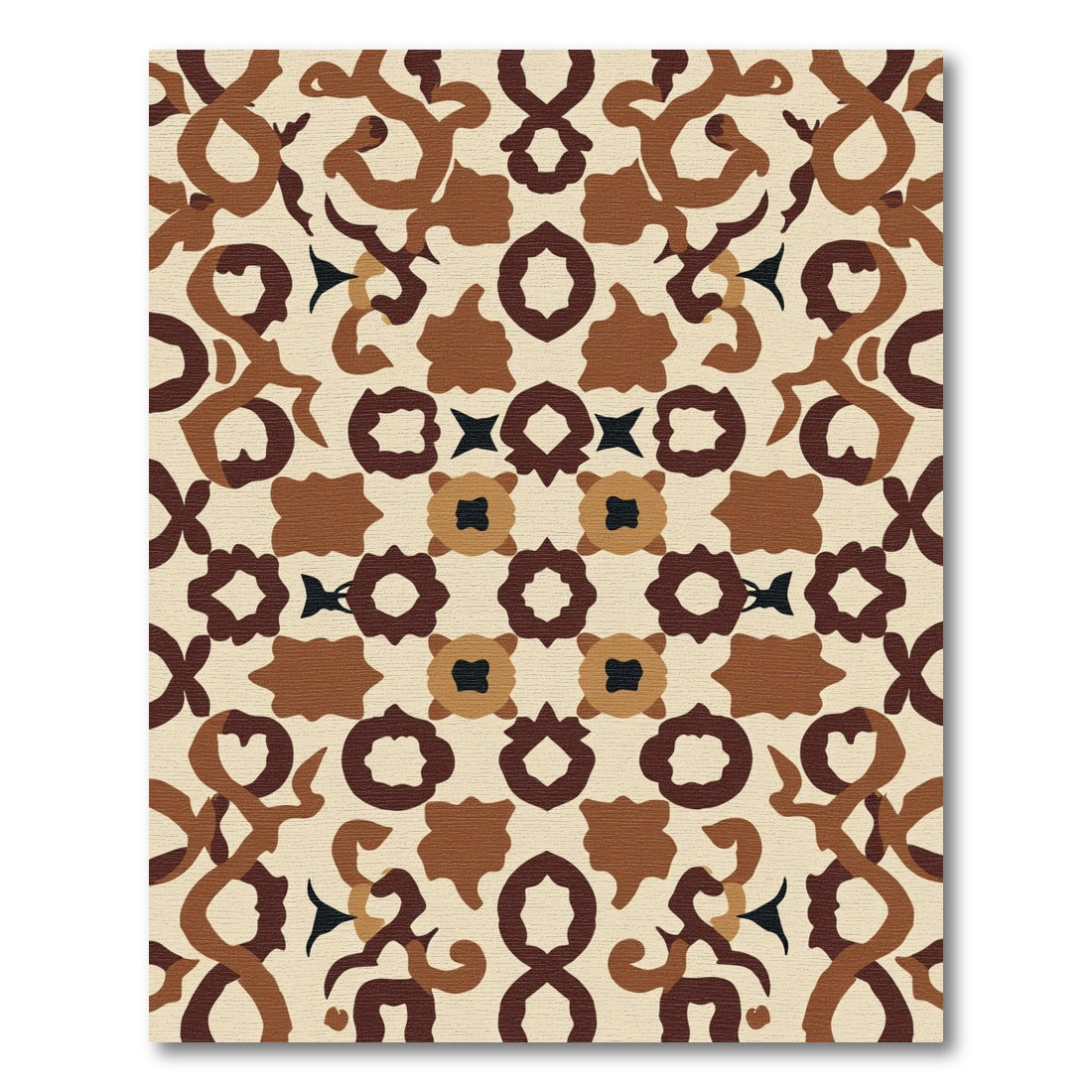 Earthy Brown Abstract Organic Medallion Rug