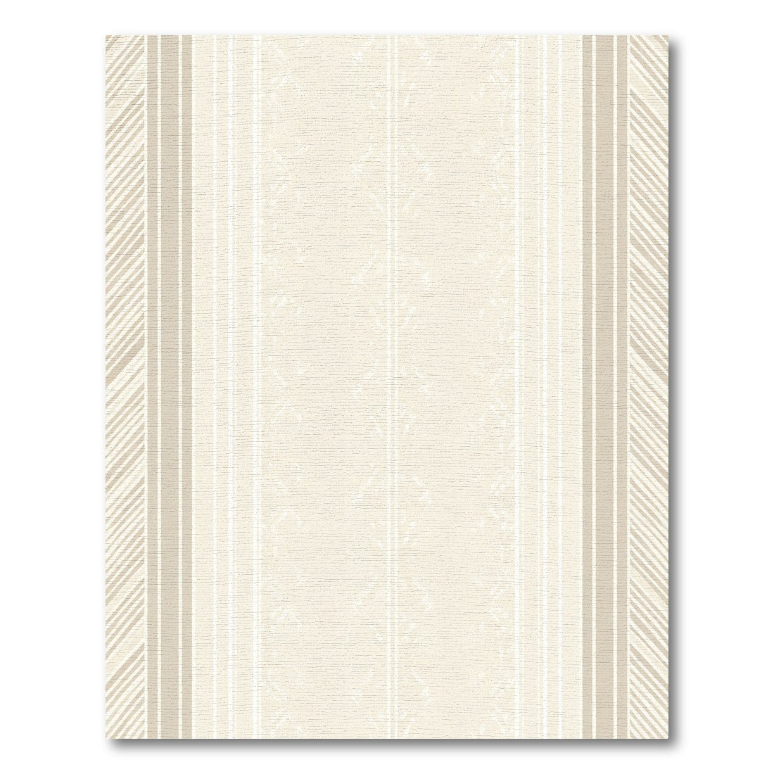Subtle Cream Striped Botanical Rug