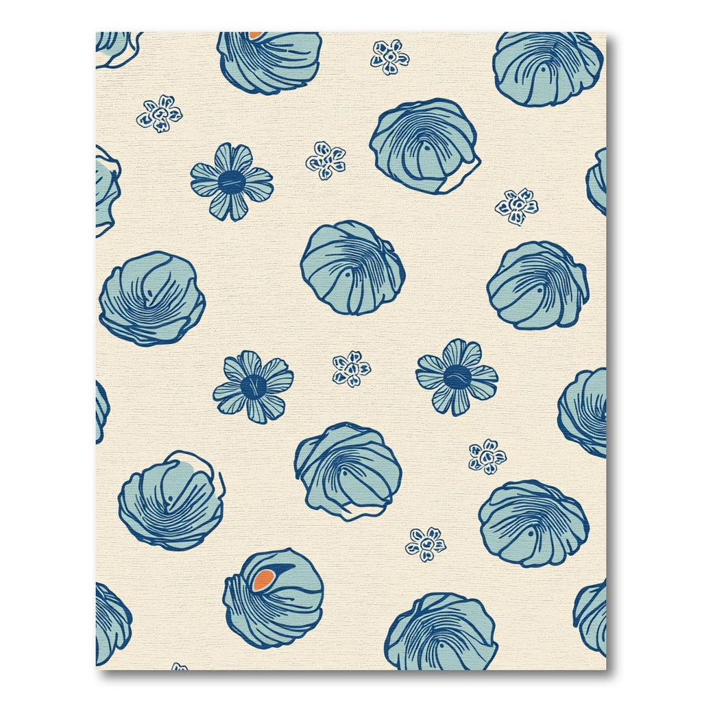 Ocean Blue Floral Whimsical Garden Rug