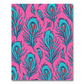 Vibrant Pink Teal Feather Arrangement Rug