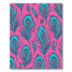 Vibrant Pink Teal Feather Arrangement Rug