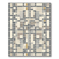 Geometric Tan Ochre Slate Rectangle Grid Rug