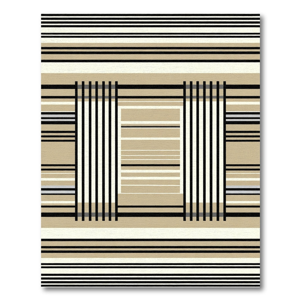 Modern Tan Stripe Contemporary Accent Rug