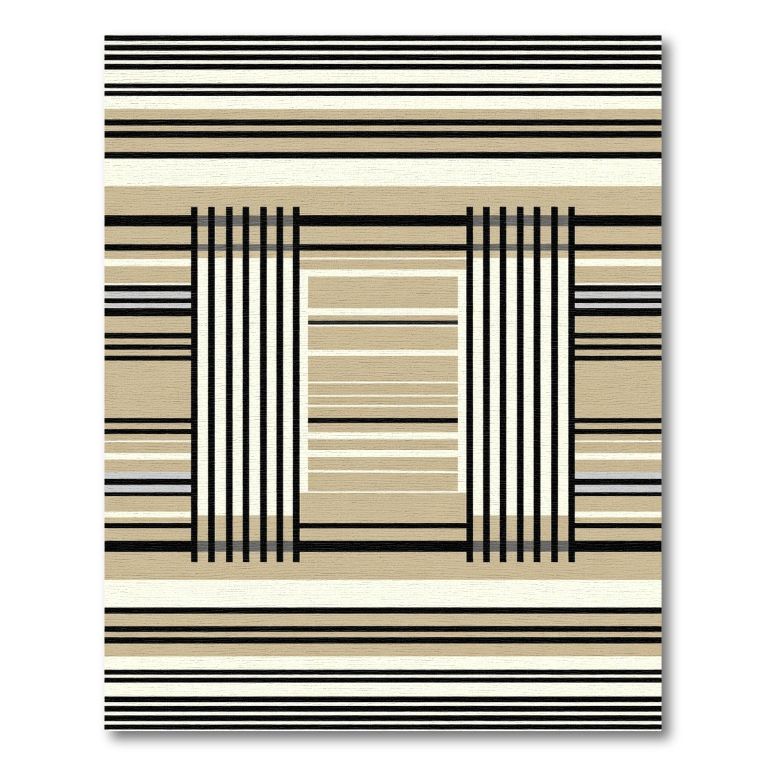Modern Tan Stripe Contemporary Accent Rug