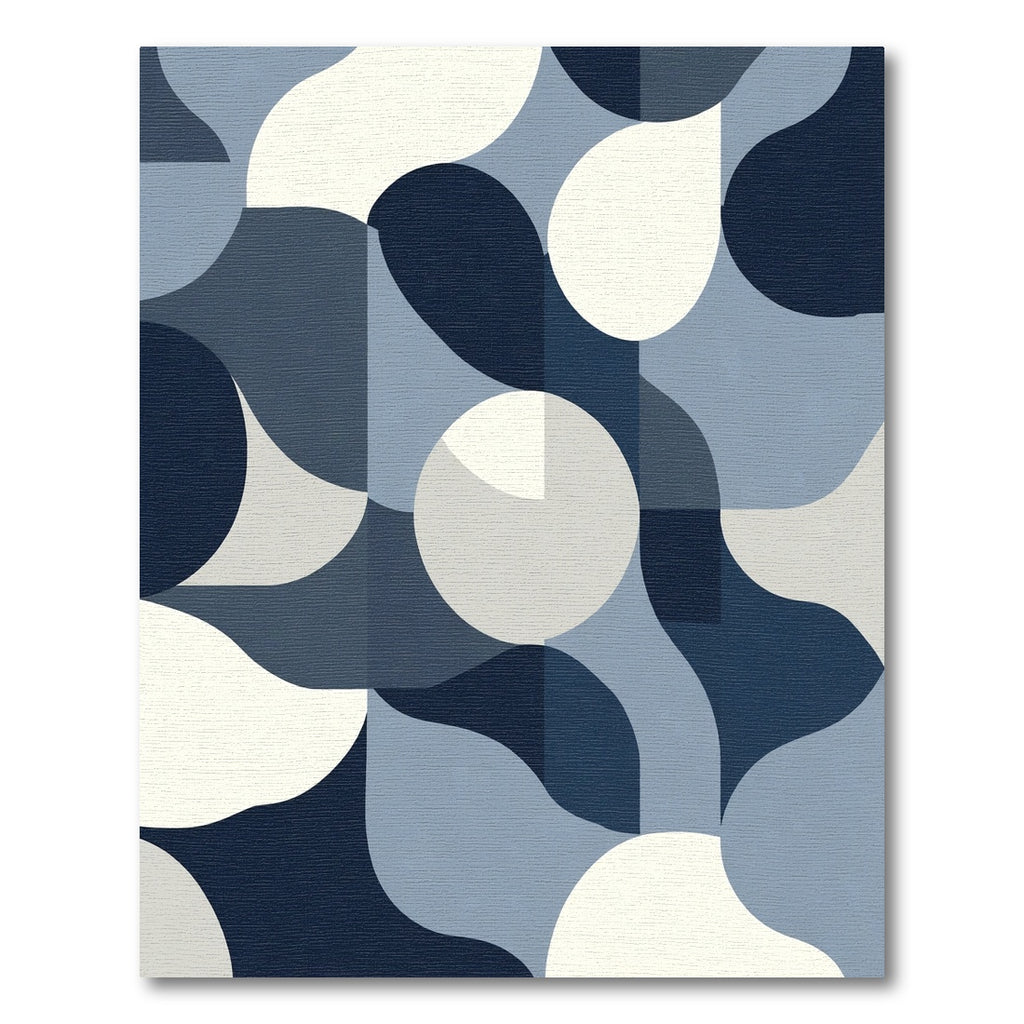 Deep Blue Modern Geometric Fluid Rug