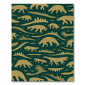 Golden Dinosaur Forest Scene Rug