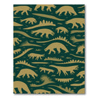 Golden Dinosaur Forest Scene Rug
