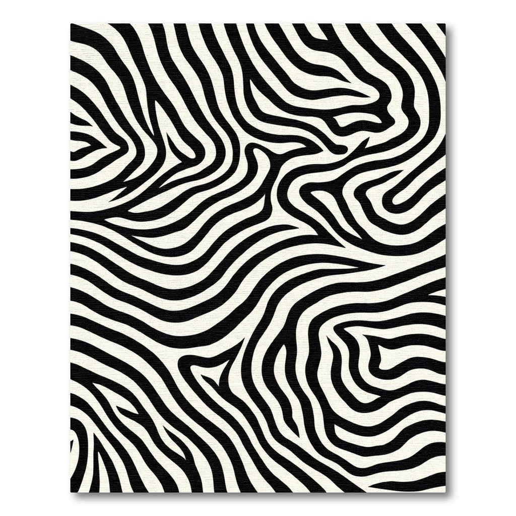 Black Cream Curved Animal Print Rug