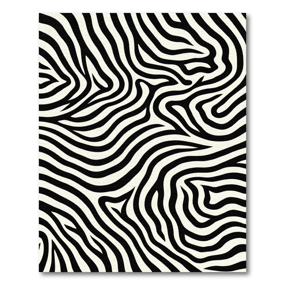 Black Cream Curved Animal Print Rug