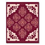 Red and Beige Floral Tessellation Rug