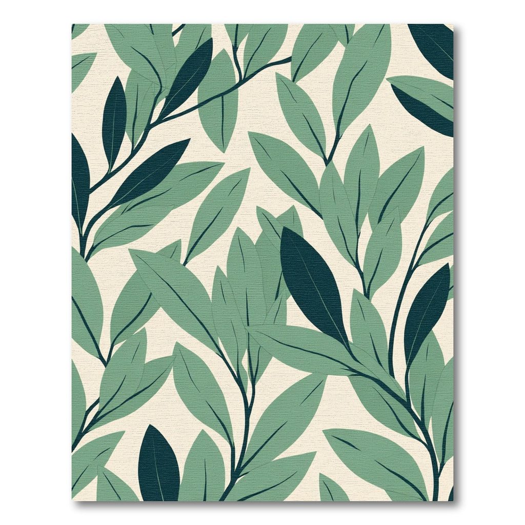 Earthy Green Leaf Branches Botanical Rug