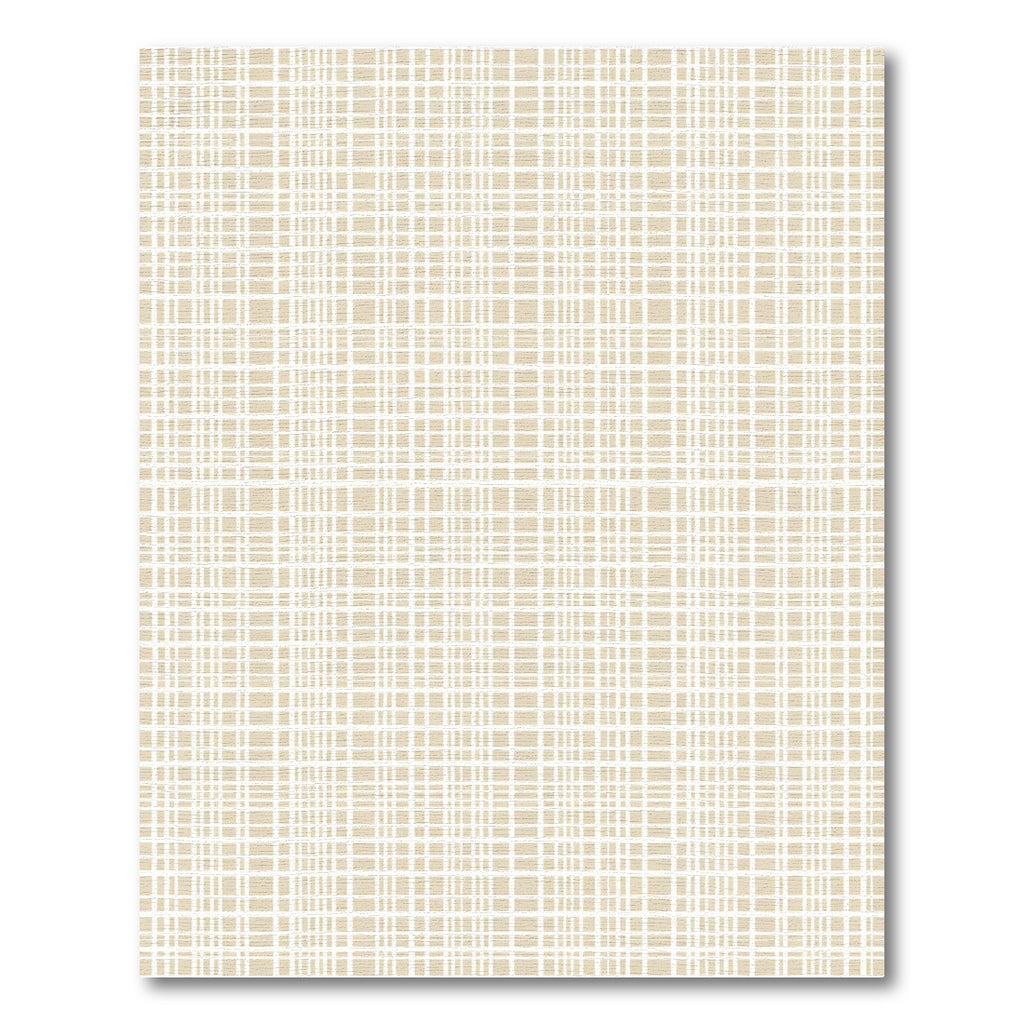 Beige White Plaid Grid Rug