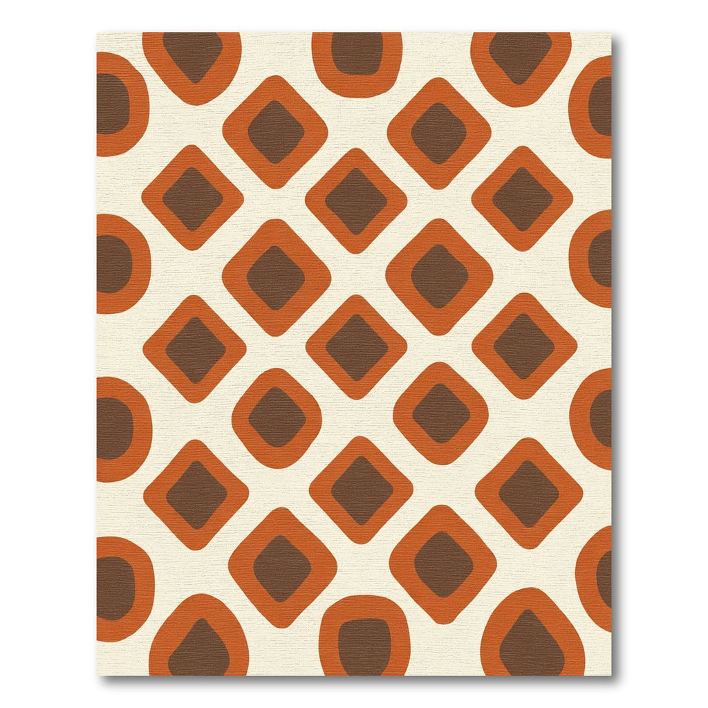 Retro Orange Brown Diamond Grid Rug