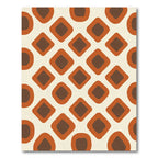 Retro Orange Brown Diamond Grid Rug