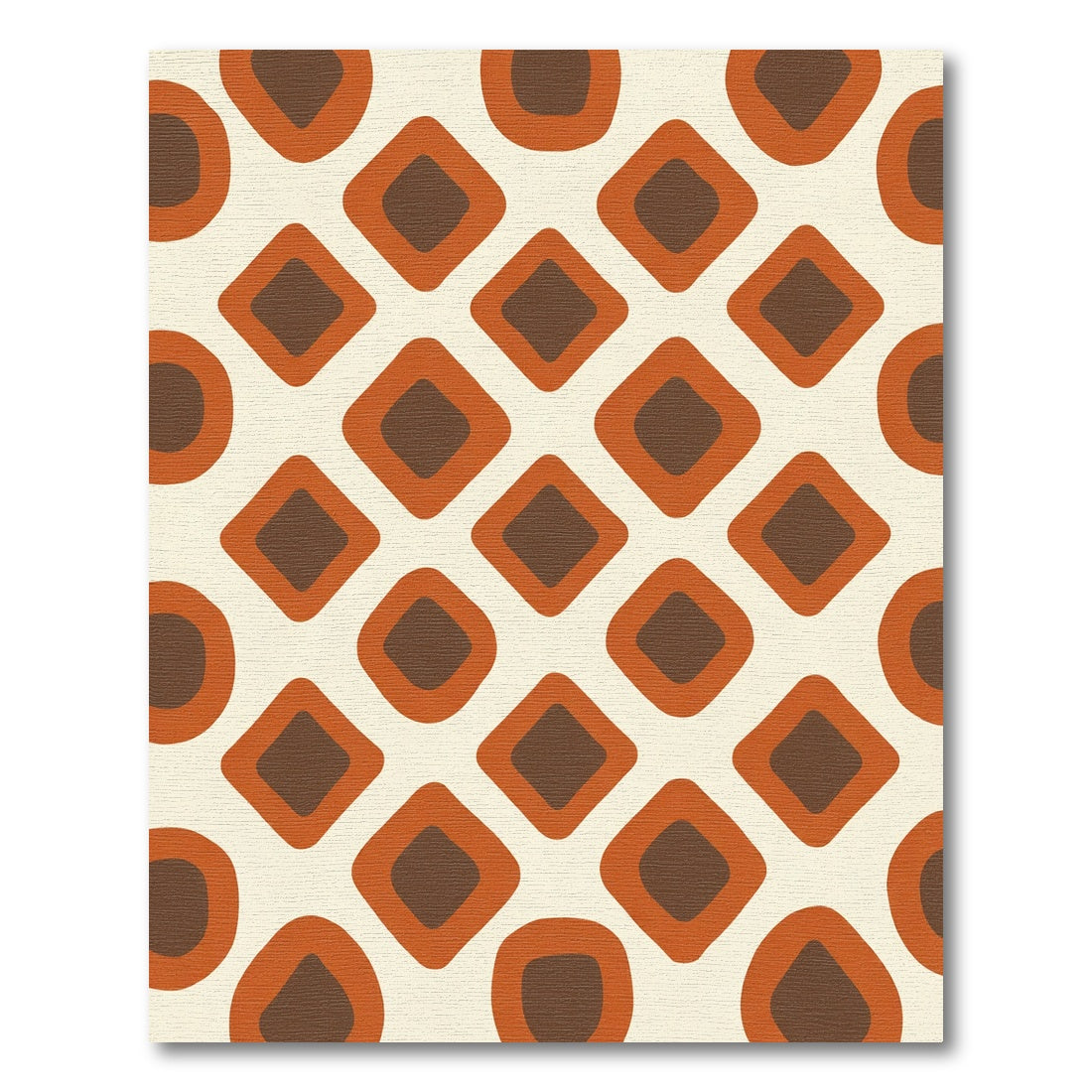 Retro Orange Brown Diamond Grid Rug