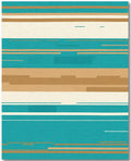 Teal Beige Abstract Stripe Rug