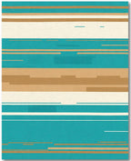 Teal Beige Abstract Stripe Rug