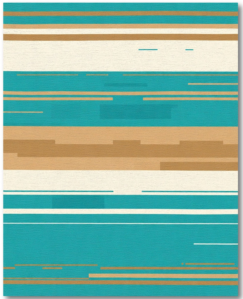 Teal Beige Abstract Stripe Rug