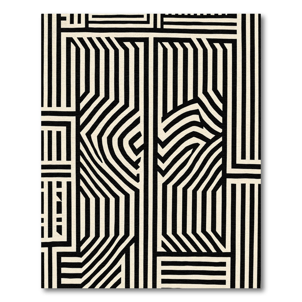 Chic Black Cream Interlocking Geometric Rug
