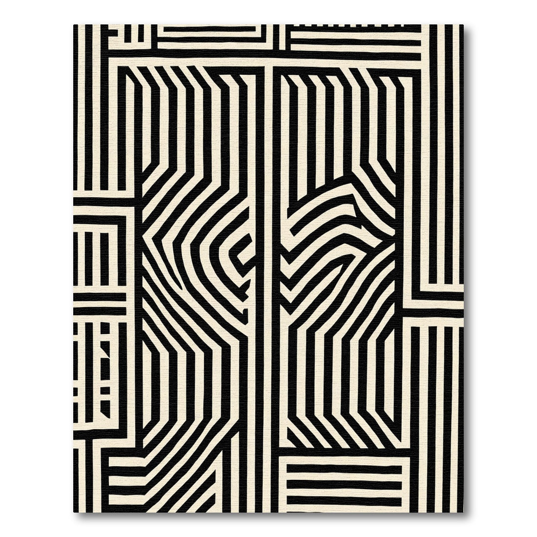 Chic Black Cream Interlocking Geometric Rug