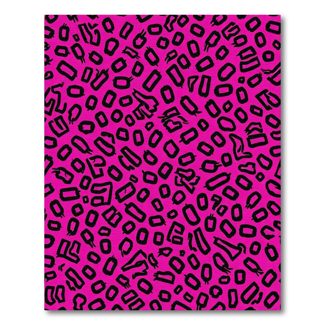 Hot Pink Black Abstract Spots Rug