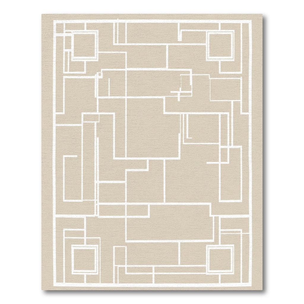 Geometric Abstract Lines Tan Rug