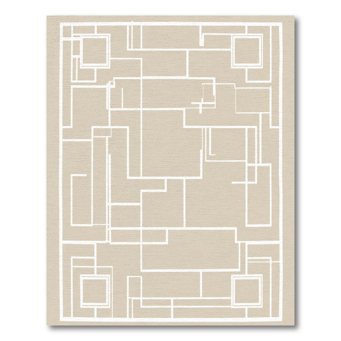 Geometric Abstract Lines Tan Rug