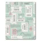 Vintage Travel Postmark Collage Square Rug