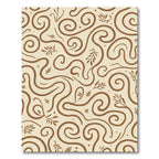 Brown Swirl Leaf Contemporary Abstract Rug