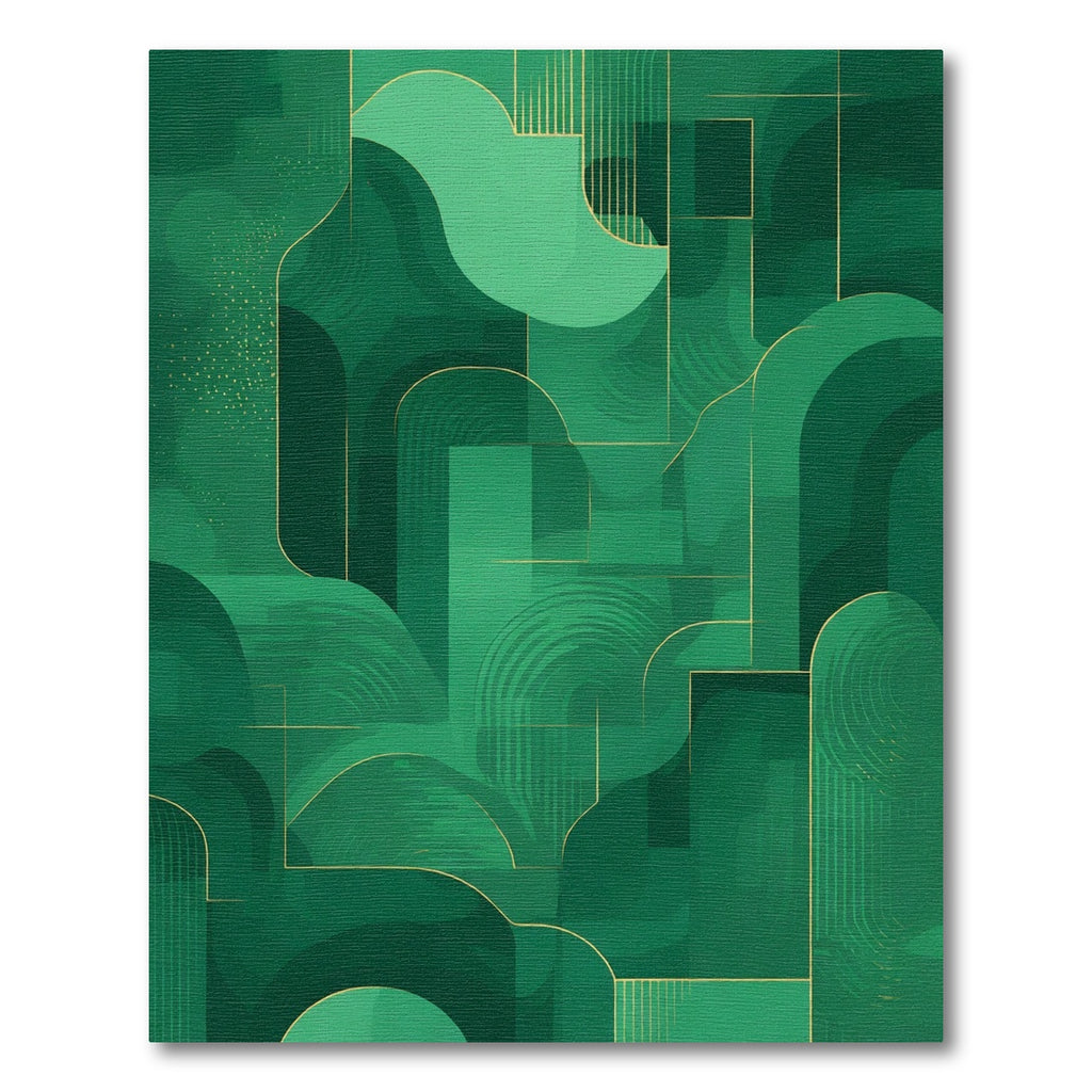 Emerald Green Abstract Geometric Form Rug