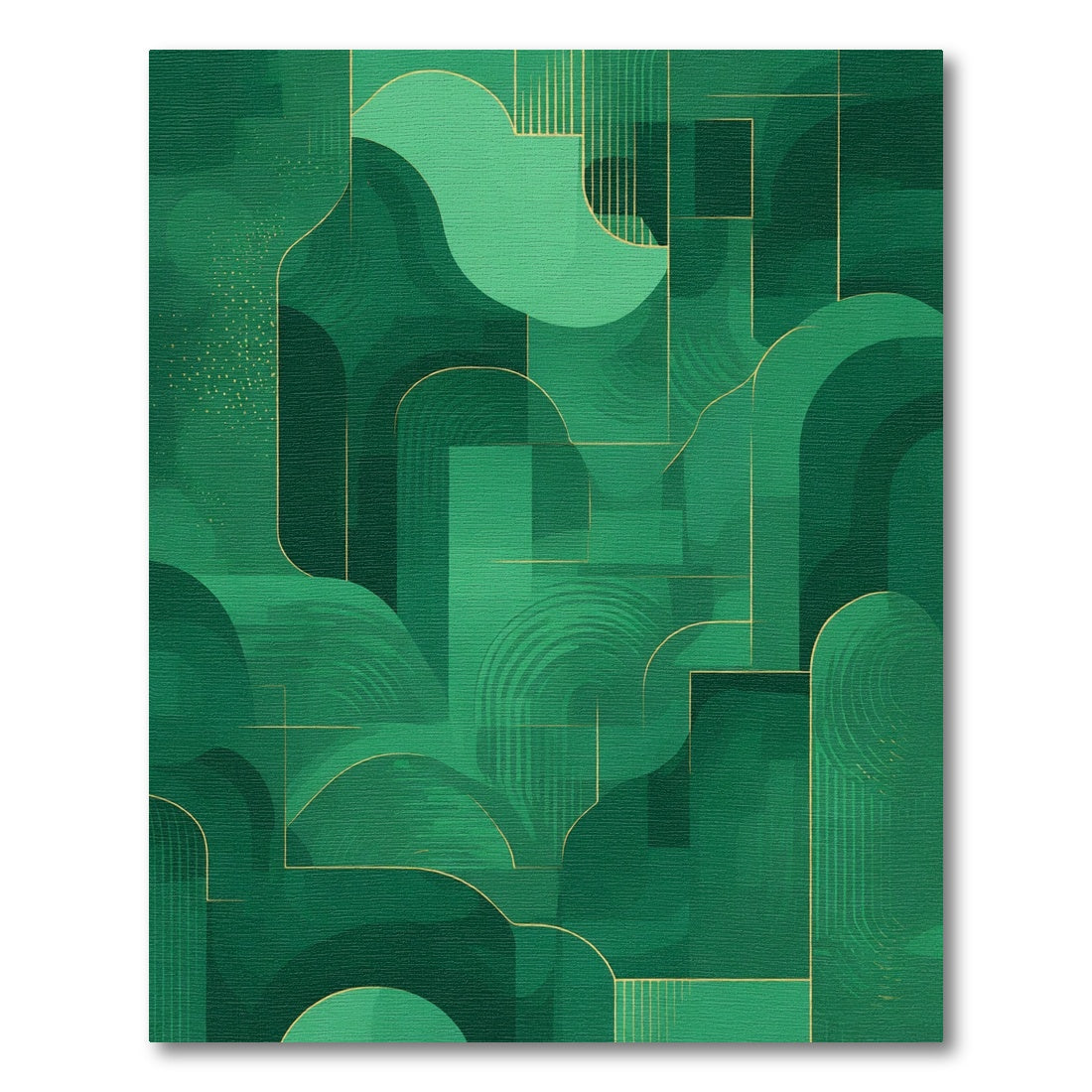 Emerald Green Abstract Geometric Form Rug