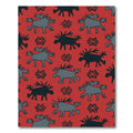 Red Moose And Snowflake Pattern Rug