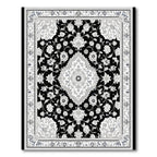 Monochromatic Ornate Floral Medallion Rug
