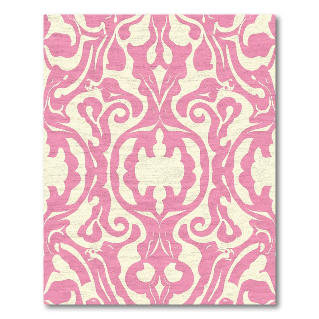Pink Cream Symmetry Damask Rug