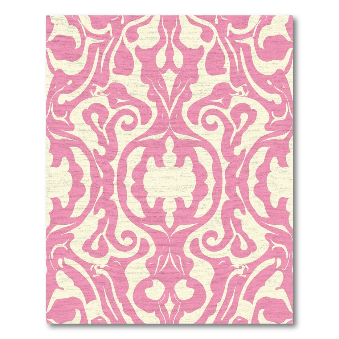 Pink Cream Symmetry Damask Rug