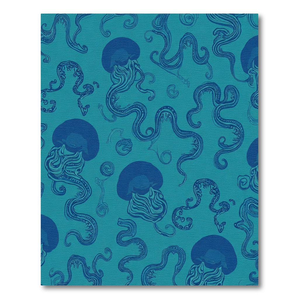 Teal Blue Swirling Jellyfish Medley Rug