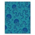 Teal Blue Swirling Jellyfish Medley Rug