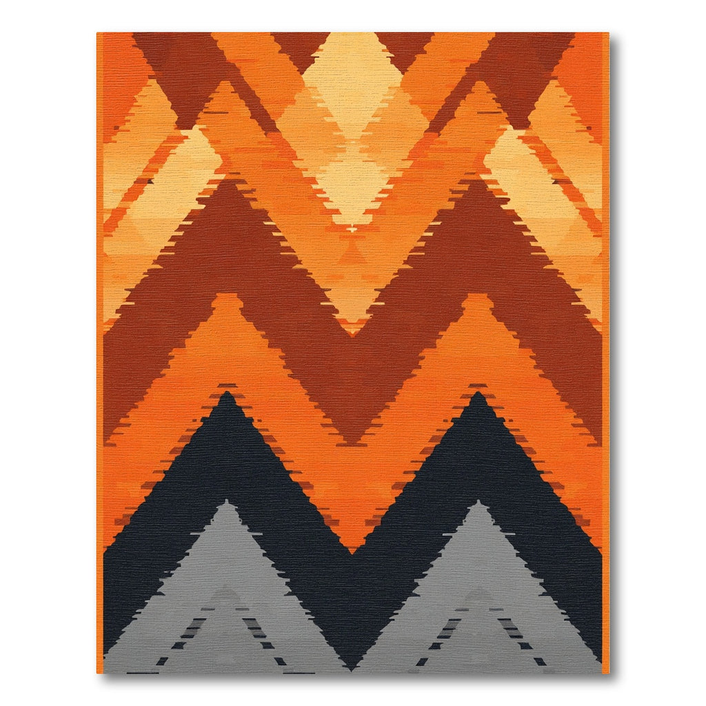 Deep Orange Geometric Chevron Rug