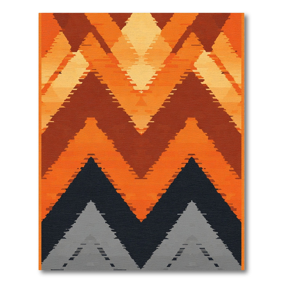 Deep Orange Geometric Chevron Rug