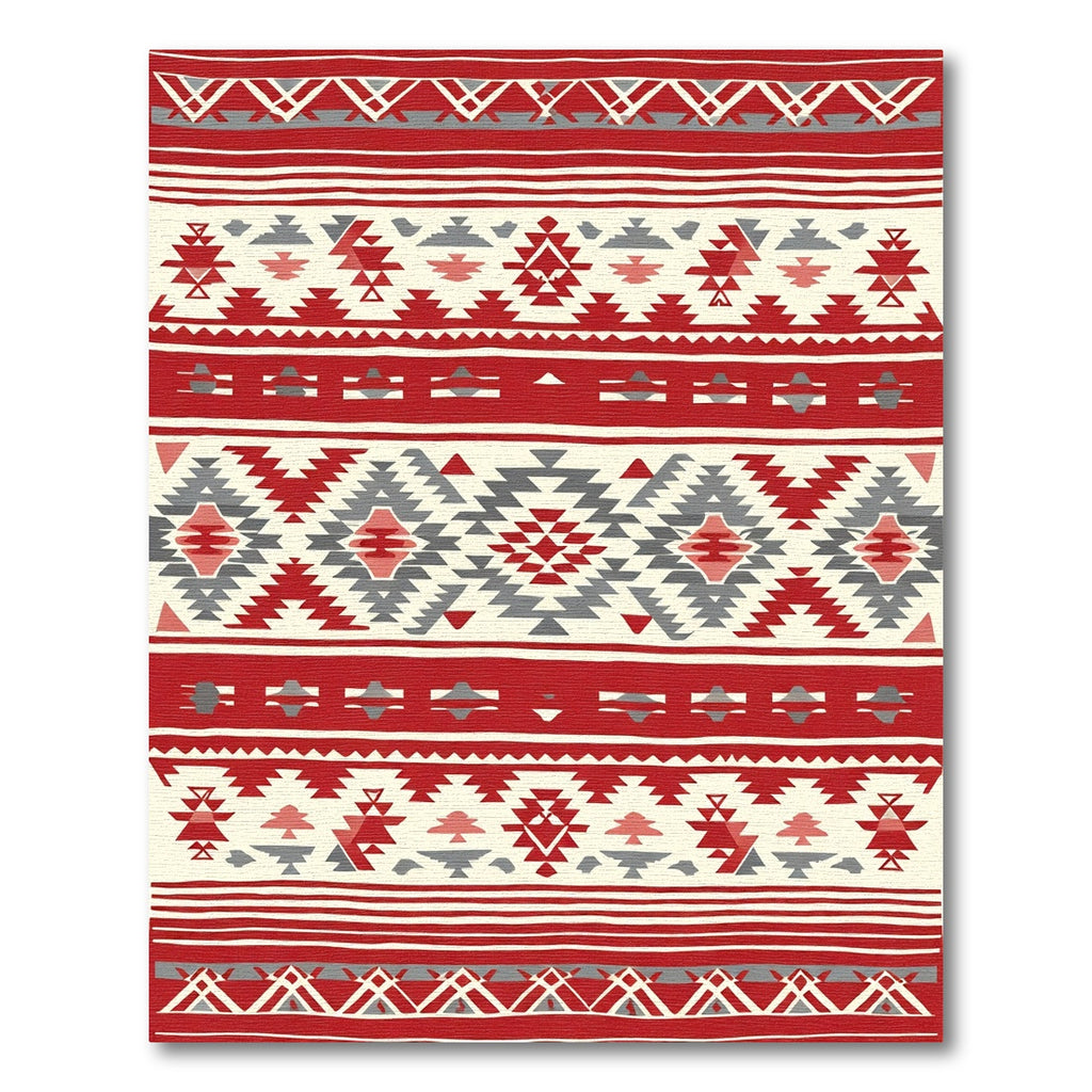 Red Gray Jagged Diamond Stripe Rug
