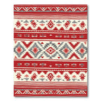 Red Gray Jagged Diamond Stripe Rug