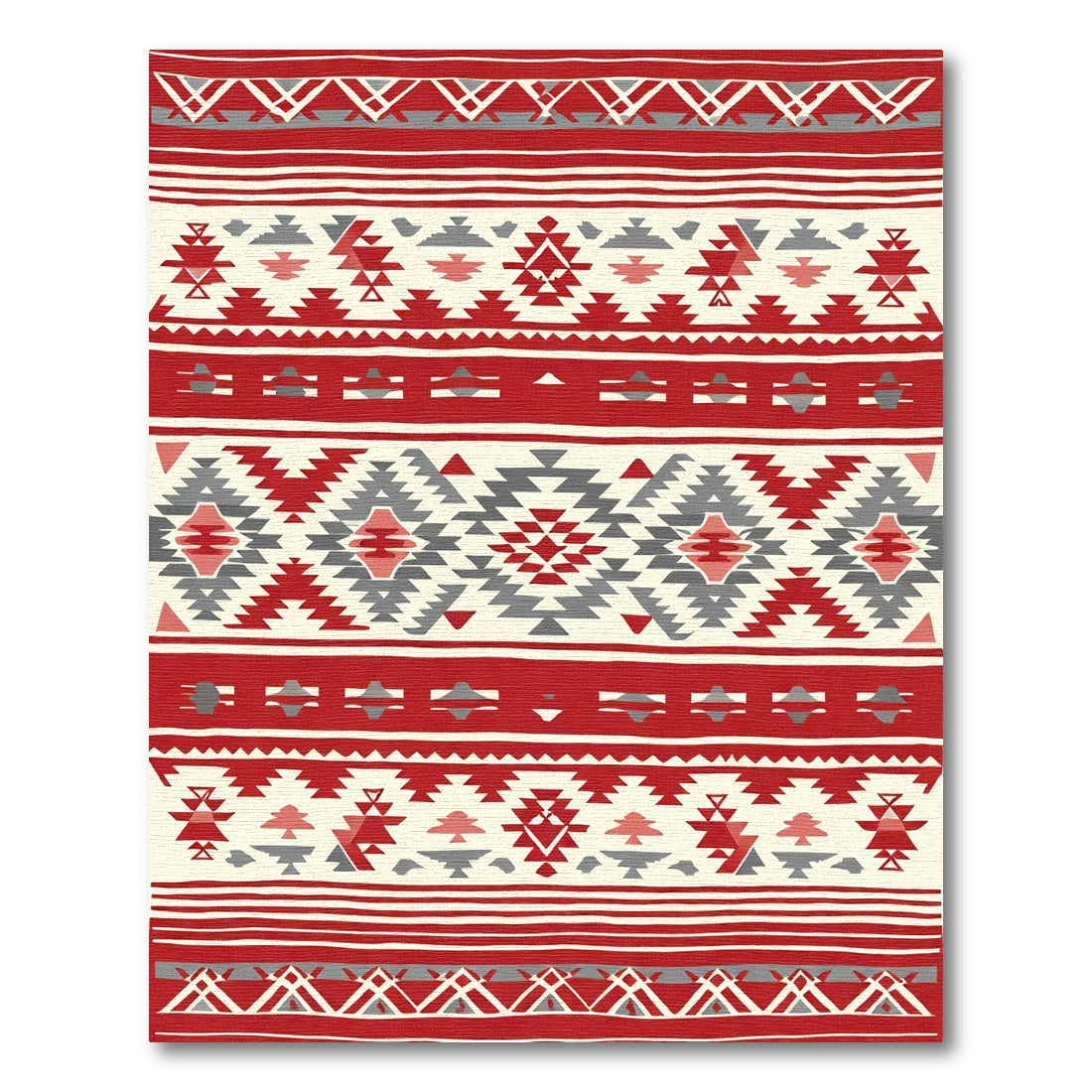 Red Gray Jagged Diamond Stripe Rug