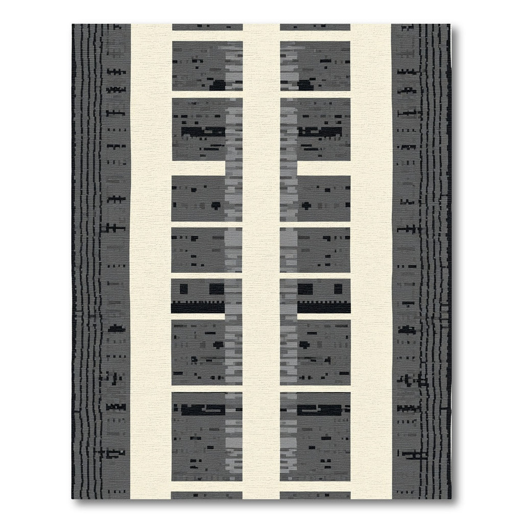 Striped Vertical Gray Geometric Panel Rug
