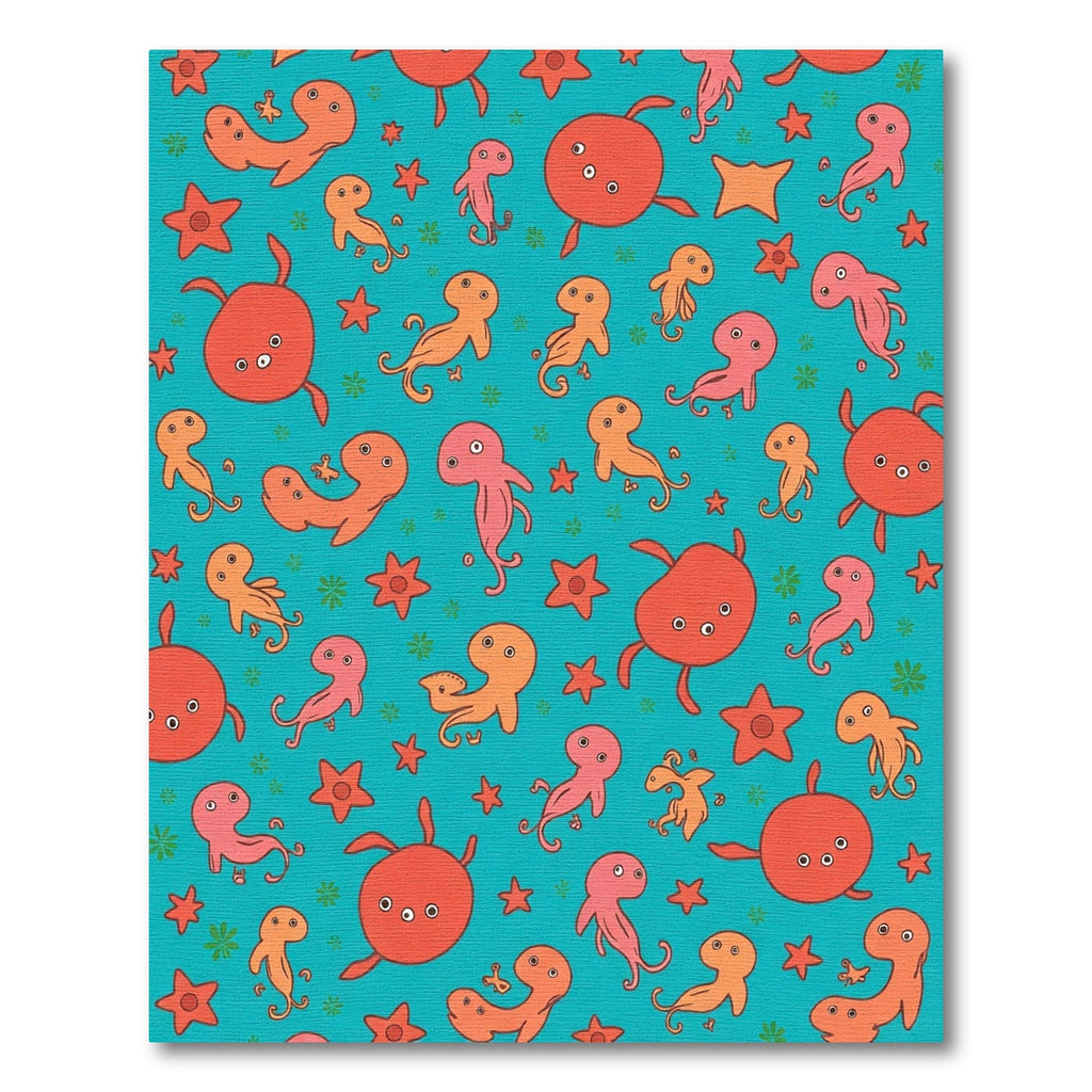 Playful Orange Pink Octopus Swirl Rug