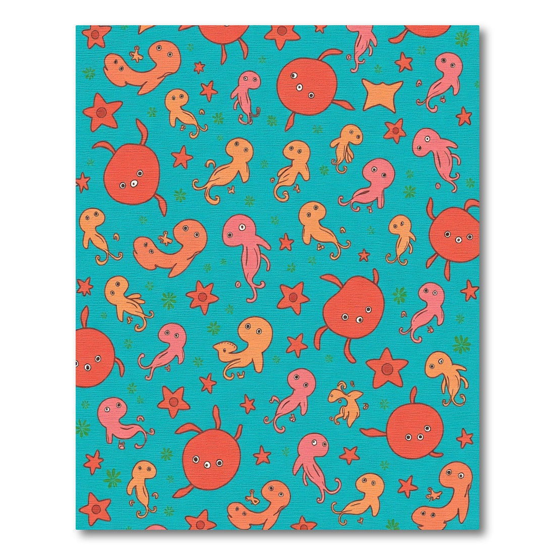 Playful Orange Pink Octopus Swirl Rug